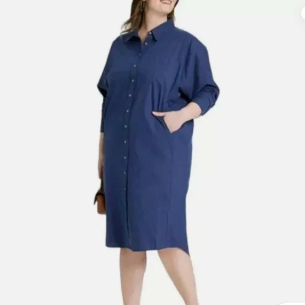🦋 Universal Thread Long Sleeve Button Down Shirt Midi Dress - Picture 2 of 4